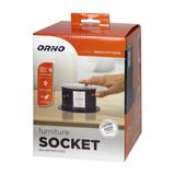 Gniazdo meblowe O10cm wysuwane z blatu z ładowarką indukcyjną ładowarką USB i przewodem 1,5m 3x2P+ O