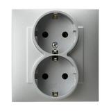 SZAFIR Gniazdo podwójne z uziemieniem schuko - kolor srebro