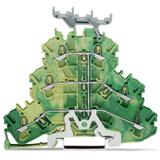 Złączka szynowa 3‑piętrowa PE 2,5mm2 z podstawą oznacznika żółto‑zielona 2002‑3237 TOPJOBS WAGO