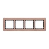 DECO Ramka uniwersalna poczwórna - aluminium szczotkowane (ramka: kolor miedziany; spód: czarny) mie