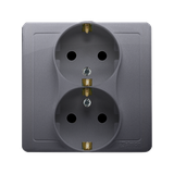 Simon Basic Gniazdo wtyczkowe z uziemieniem Schuko podwójne stal inox BGSZ2/21 KONTAKT