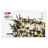 Lampki choinkowe LED Classic jeżyk 600LED 12m ciepła biel czarny IP44 timer D4BW03 EMOS