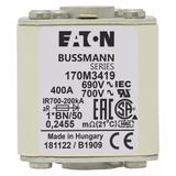 FUSE 400A 690V 1*BN/50 AR UC Wkładka szybka 400A AC 690V rozmiar 1 45x59x51 mm aR I 170M3419 EATON