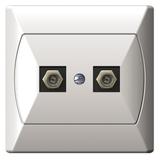 AKCENT Gniazdo antenowe typu F podwójne - kolor biały