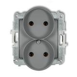 ICON Mechanizm gniazda podwójnego do ramki bez uziemienia 2x2P (bez przesłon torów prądowych) szary