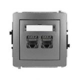 DECO Mechanizm gniazda komputerowego podwójnego 2xRJ45, kat. 7, ekranowany, 8-stykowy grafitowy