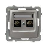 KARO Gniazdo ekwipotencjalne podwójne - kolor srebrny perłowy