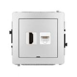 DECO Mechanizm gniazda pojedynczego HDMI 2.0 + gniazda komp. poj. 1xRJ45, kat. 5e, 8-stykowy, bez po