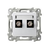 SZAFIR Gniazdo antenowe typu F podwójne - kolor biały