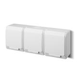 GNIAZDO HERMES POTRÓJNE SCHUKO – KLAPKA BIAŁA