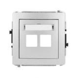 DECO Mechanizm gniazda multimedialnego podwójnego bez modułu (standard Keystone) srebrny metalik