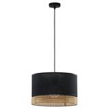 TK Lighting lampa wisząca Paglia E27 czarno/naturalna 6543