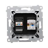 Simon 54 Gniazdo komputerowe RJ45 kategoria 5e + telefoniczne RJ12 czarny D5T.01/49 KONTAKT