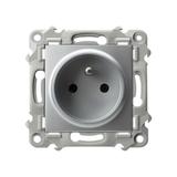 SZAFIR Gniazdo pojedyncze z uziemieniem - kolor srebro