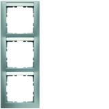 BERKER B.Kwadrat Ramka potrójna pionowa z polem opisowym aluminium mat 10139959 HAGER