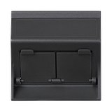 Simon Connect Płytka S500 2x RJ z osłonami skośna do adapterów MD szary grafit