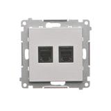 Simon 55 Gniazdo telefoniczne podwójne RJ12 Aluminium mat