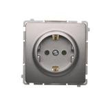 Simon Basic Gniazdo wtyczkowe z uziemieniem Schuko 16A 250V zaciski śrubowe stal inox BMGSZ1.01/21 BMGSz1.01/21 KONTAKT