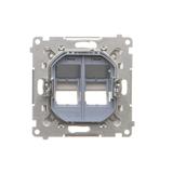 Simon 55 Pokrywa gniazd teleinformatycznych na Keystone skośna podwójna z polem opisowym Aluminium mat TKP2S.01/143 KONTAKT