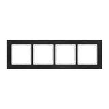 DECO Ramka uniwersalna poczwórna - aluminium szczotkowane (ramka: czarna; spód: biały) czarny