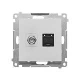 Simon 55 Gniazdo antenowe typu /F/+RJ45 kat.6 Aluminium mat