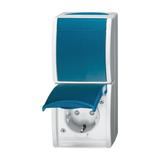 OCEAN Zestaw gniazdo SCHUKO z wyłącznikiem z przesłonami  IP 44 szary/zielono-niebieski