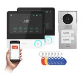 Wideodomofon Dwurodzinny WIFI Domofon breloki 2 monitory 7 cali aplikacja TUYA ORNO