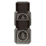 NOWE PLEXO - GNIAZDO 2X2P+Z PIONOWE MECHANIZM 16 A - 250 V~ ANTRACYT