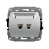 TREND Mechanizm gniazda telefonicznego podwójnego 2xRJ11, 4-stykowy srebrny metalik