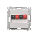 Simon 55 Gniazdo głośnikowe podwójne 2-krotne Przekrój przewodów dla wejścia i wyjścia 2,5 mm2 Aluminium mat TGL2.01/143 KONTAKT