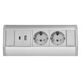 "Gniazdo meblowe 2x2P+Z (Schuko), 2xUSB (typ A+C