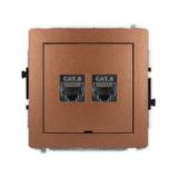 DECO Mechanizm gniazda komputerowego podwójnego 2xRJ45, kat. 8, ekranowany, 8-stykowy, bez pola opis