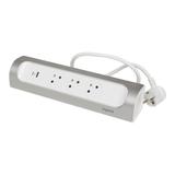 PRZEDŁUŻACZ NAROŻNY 3X2P+Z, USB A+C, Z PRZEWODEM 1.0 METRA 3X1.5 MM2 - BIAŁY/ALUMINIUM, Legrand