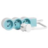 PRZEDŁUŻACZ STANDARD 3X2P+Z, Z PRZEWODEM 1.5 METRA 3X1.0 MM2 - BIAŁY/BŁĘKITNY, Legrand