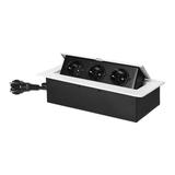 Gniazdo meblowe wpuszczane w blat z płaskim frezowanym rantem i przewodem 1,5m, 3x2P+Z (Schuko), bia