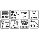 Pompa zanurzeniowa do wody brudnej 400W, wydajność 7500 l/godz.