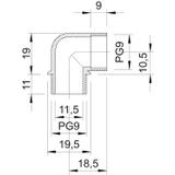 107/W, KOLANKO 90ST.PG9