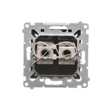 Simon 54 Gniazdo komputerowe podwójne RJ45 kategoria 6 ekranowane z przesłoną przeciwkurzową czarny