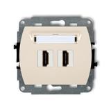 TREND Mechanizm gniazda podwójnego HDMI 2.0 beżowy