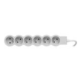 PRZEDŁUŻACZ STANDARD 6X2P+Z, Z PRZEWODEM 1.5 METRA 3X1.0 MM2 - BIAŁY/JASNOSZARY, Legrand
