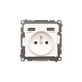 Simon 55 WMDW-001112-111 Gniazdo wtyczkowe z zintegrowaną ładowarką 2xUSB A (moduł), 2.1 A, 5 V DC, TGZ1ZUSB2AA.01/111 KONTAKT