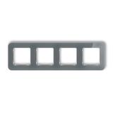 ICON Ramka uniwersalna poczwórna zaokrąglona - efekt szkła (ramka: grafitowa; spód: biały) grafitowy