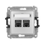 ICON Mechanizm gniazda komputerowego podwójnego 2xRJ45, kat. 7, ekranowany, 8-stykowy srebrny metali