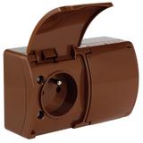 VG-Koala Gniazdo podwójne Z-ziemieniem (2x2P+Z) n/t IP44 brąZ- klapką brąZ-162-02 61.381 OPATÓWEK