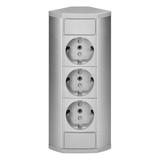Gniazdo meblowe 3x2P+Z (Schuko), szaro-srebrne OR-GM-9001(GS)/G ORNO