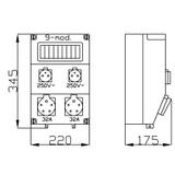 RS 9-mod. 2x2P+Z, 2x3P+N+Z 32A  IP 44 szara