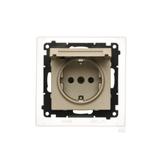 Simon 55 Gniazdo Schuko do wersji IP44 z przesłonami z uszczelką ramki szybkozłączka Klapka W kolorze pokrywy Szampański mat TGSZ1BCZ.01/144 KONTAKT
