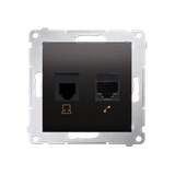 Simon 54 Gniazdo komputerowe RJ45 kategoria 5e + telefoniczne RJ12 antracyt D5T.01/48 KONTAKT
