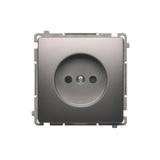 Simon Basic Gniazdo wtyczkowe bez uziemienia z przesłonami torów prądowych 16A 250V zaciski śrubowe stal inox BMG1Z.01/21 BMG1z.01/21 KONTAKT