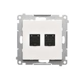 Simon 55 Gniazdo komputerowe podwójne RJ45 kategoria 6 z przesłoną przeciwkurzową Biały mat T62.01/111 KONTAKT